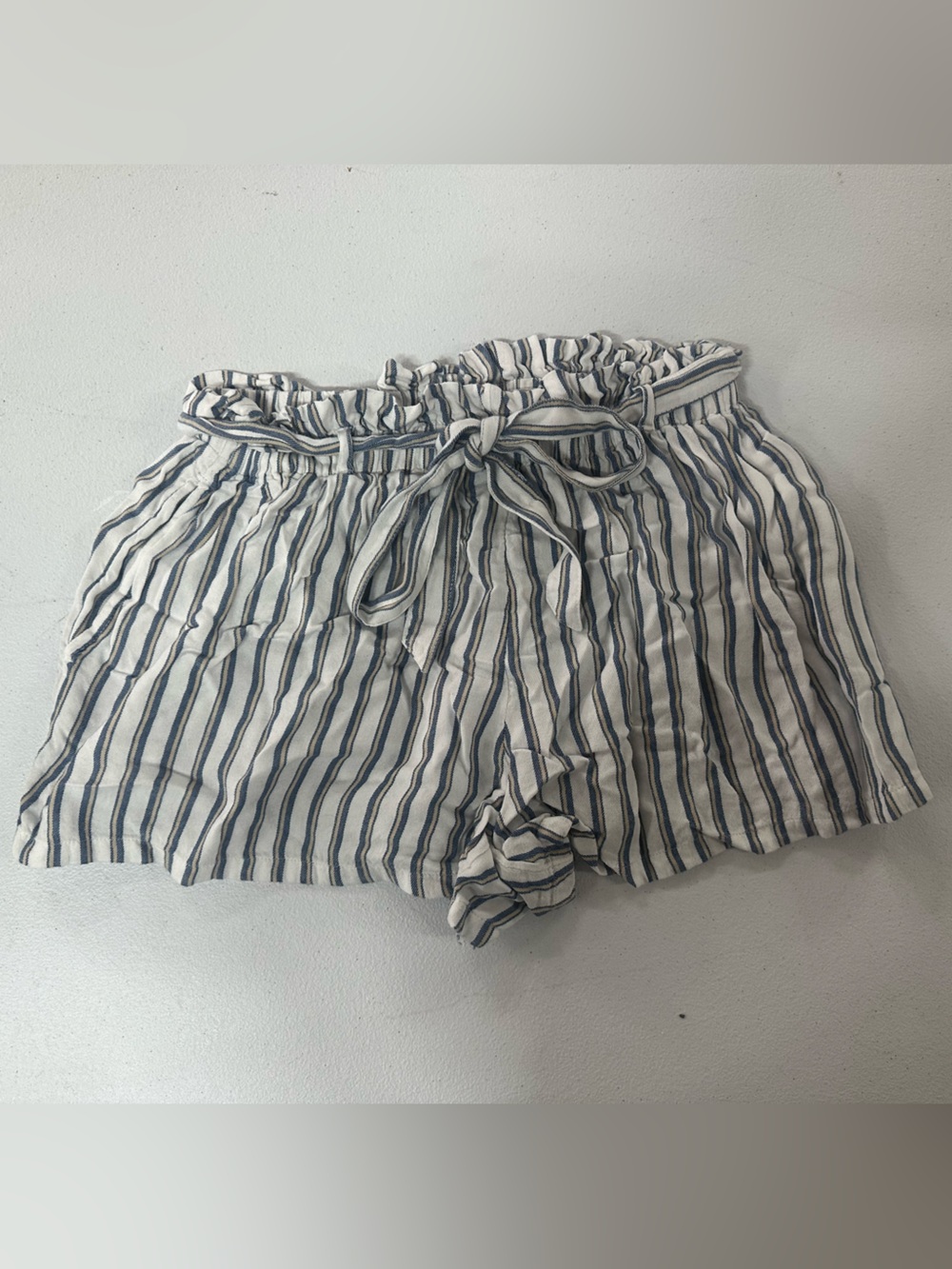Hollister White Shorts with Navy Vertical Stripes